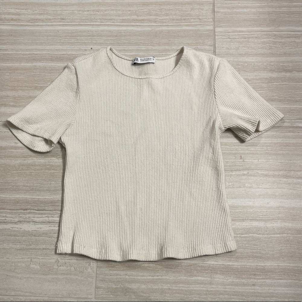white zara cropped top